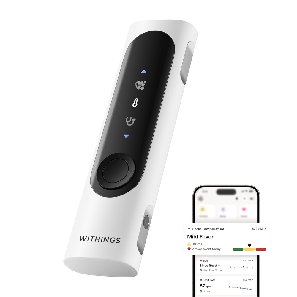 image:imageWITHINGS BeamO  Contactless Smart Digital Thermometer MultiScan Device ECG Monitor Digital Stethoscope Children amp Adults MultiUser Family CareWhite