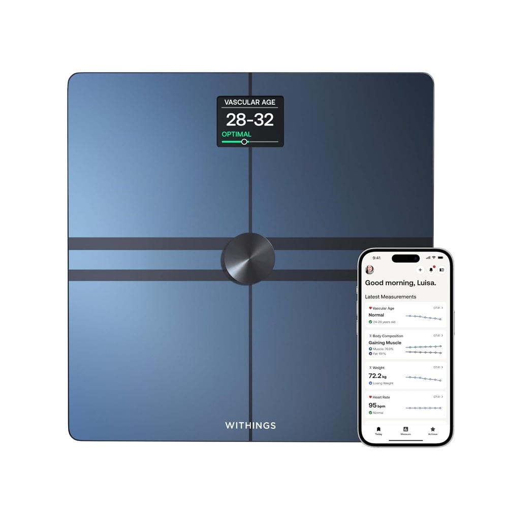 image:imageWITHINGS Body Comp WLAN Smart Scales with Full Body Analysis Including Fat Content Muscle Mass Bone Density Visceral Fat Digital Personal ScalesBody Fat Scales with BluetoothBody Comp Black