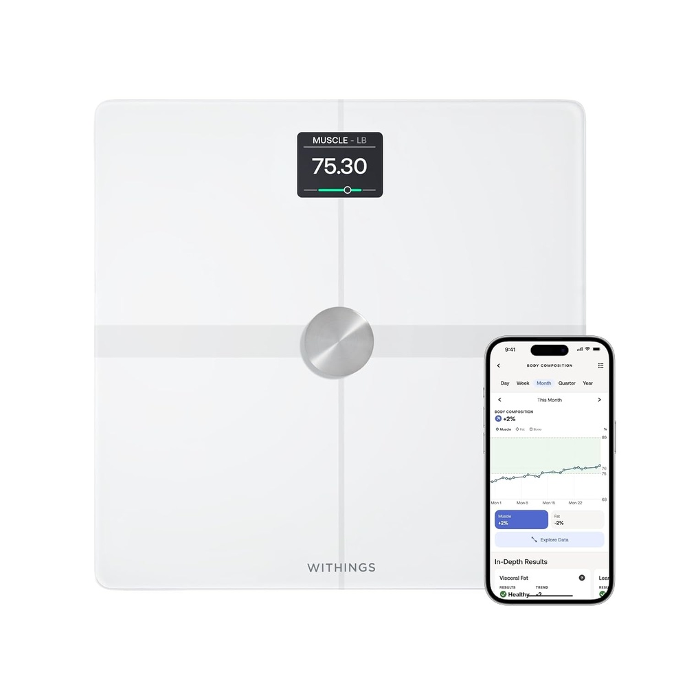 image:imageWITHINGS Body Smart  Accurate Scale for Body Weight and Fat Percentage Body Composition WiFi and Bluetooth Weight Scale Baby Weight Scale Smart Scale Apple Health Compatible Bathroom ScaleWhite