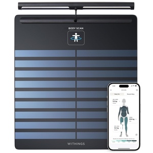 WITHINGS Body Scan – Smart Scale with Segmental Body Composition Analysis, Weighing Scales Body Weight & Vascular Age, Visceral Fat, Heart Rate, iOS/Android, Black(Black)